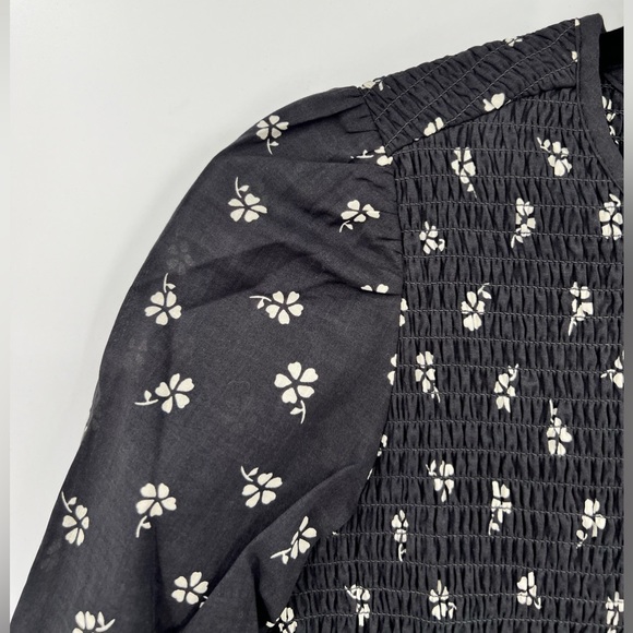 🆕 NWOT Marine Layer Gabrielle Smock Top in Black Modern Ditsy Floral Flower - Picture 12 of 15